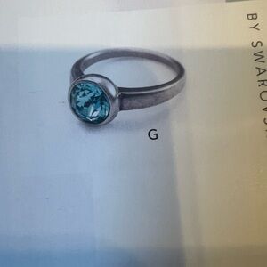 Touchstone Crystal by Swarovski BLISS ring size 8 oxidized silver blue zircon